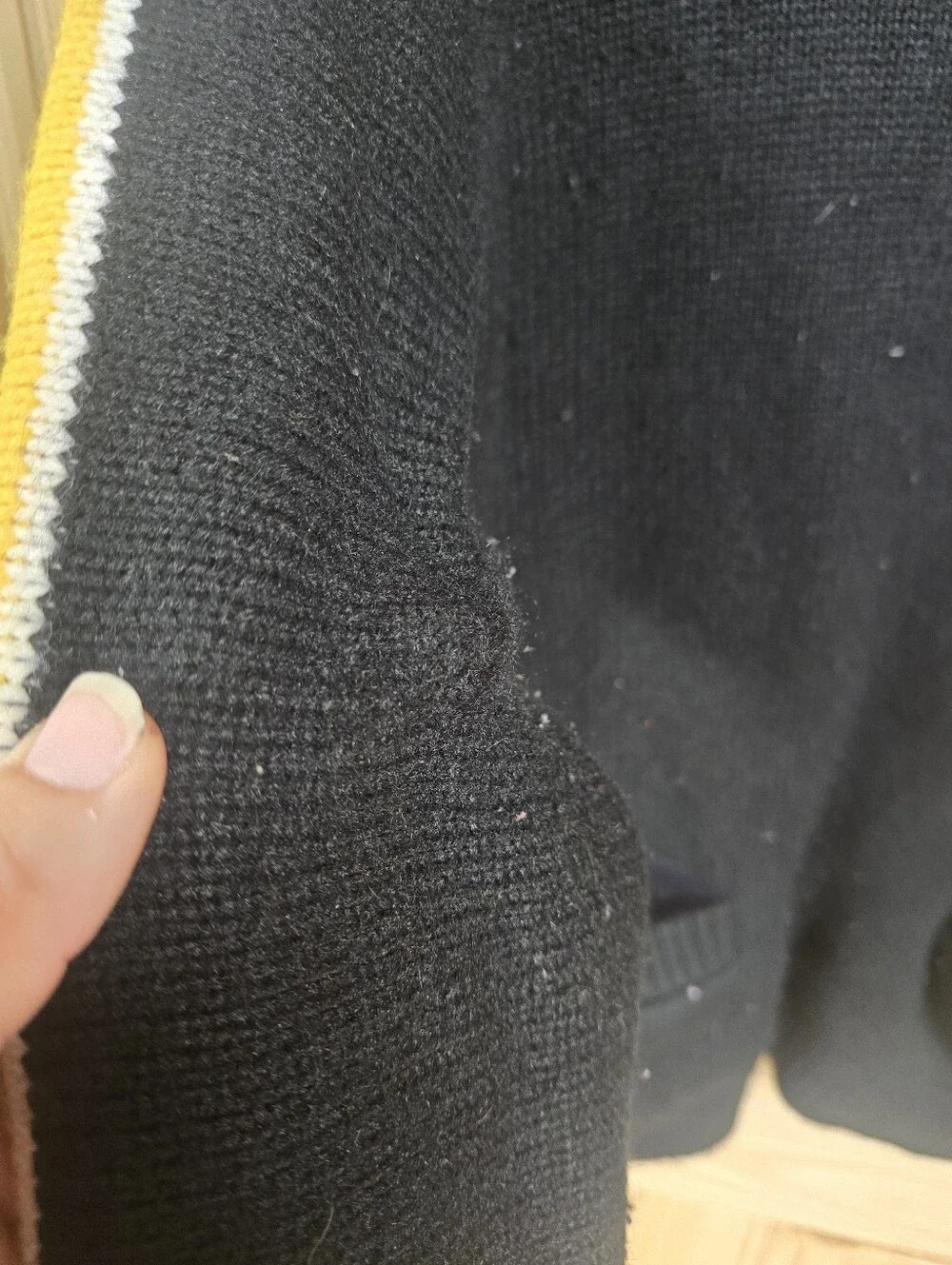 Men's Black Turtleneck Sweater with Contrast Stripe Detail